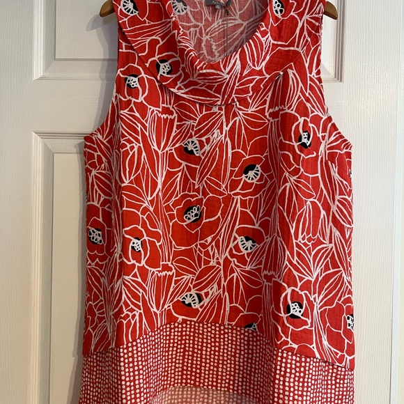 Habitat Red and White Asymmetrical Sleeveless Tank Top - Picture 1 of 7